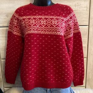 VINTAGE Y2K 90’s Alpine Fair Isle 100% Wool Ski Snowflakes Chunky Sweater Size S
